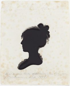 A small silhouette showing Angelica Kauffmann Peale by Moses Williams