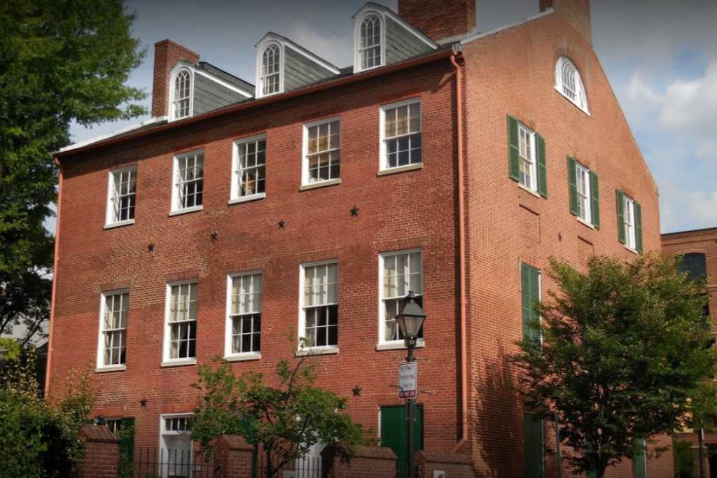 The red brick Carroll Mansion, located in Baltimore.