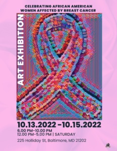 A pink background with a mosaic-style ribbon for Breast Cancer Awareness.